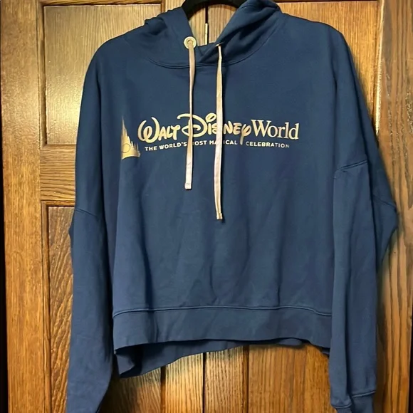 Disney Blue Cropped Sweater with Logo - Picture 1 of 5